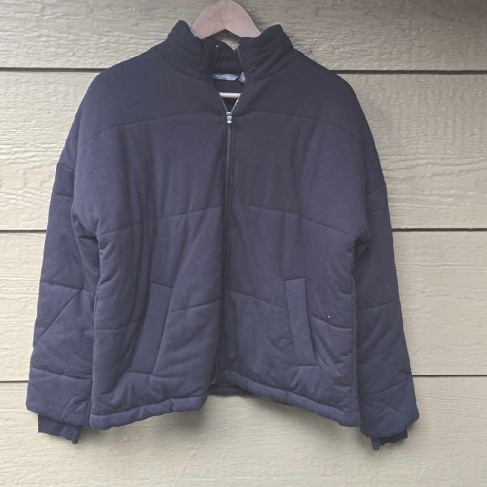 AnyBody Cozy Knit Quilted Jacket BLACK SMALL NEW